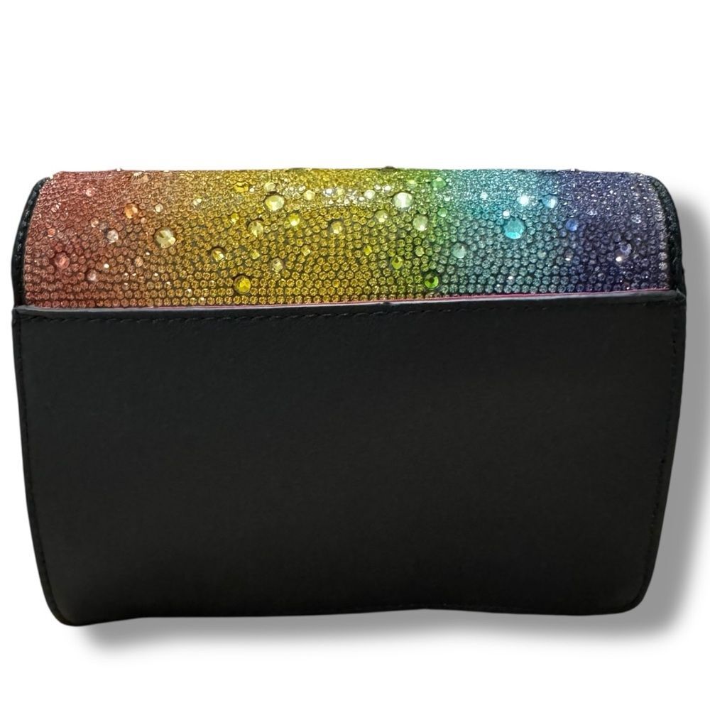Betsey Johnson Rainbow Rhinestone Mini Crossbody Bag Turn-Lock Gold Chain - Picture 2 of 11